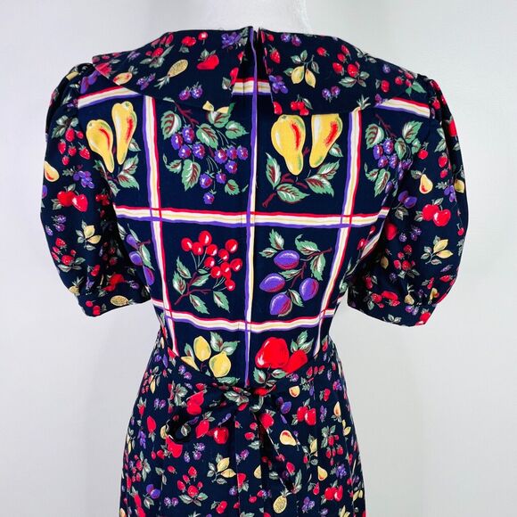 Leslie Lucks Vintage 80's Fruit Dress Size 6 Cottage Core - Picture 4 of 15